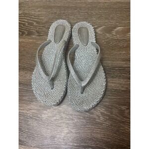 Ilse Jacobsen Silver‎ Glitter Flip Flops Sparkly Thong Sandals Women's Size 9